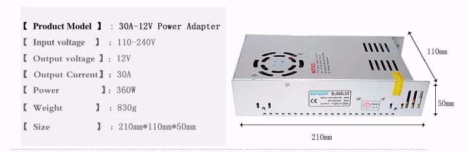 MeeToo Светодиодный источник питания AC100-240V к DC12V импульсный трансформатор в 1A 2A 3A 5A 8A 10A 15A 20A 30A адаптер питания для светодиодной ленты