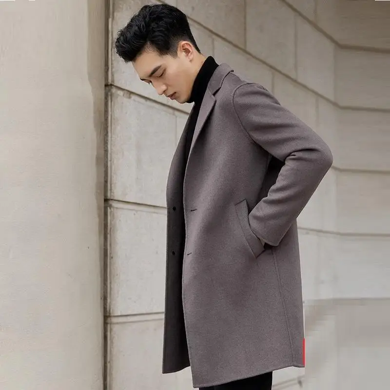 Plaszcz ткань для Chaqueta Larga и куртка Abrigo Hombre мужчин осень Invierno зима корейский шерсть