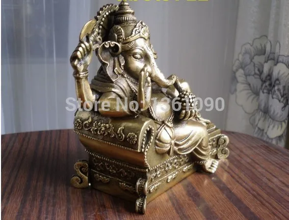 YM 312 тибетская Буддийская бронза GANESHA INDISCHER GOTT статуя на кровати