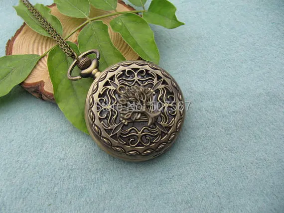 5 шт./лот хорошее качество дерево жизни ожерелье карманные часы ювелирные
