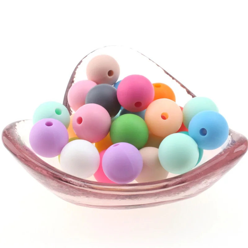 Cuentas redondas de silicona para mordedor de beb&eacute;, cuentas de silicona masticables sin Bpa para la fabricaci&oacute;n de joyas, juguetes de dentici&oacute;n Diy, regalo, 12mm, 100 Uds.-2