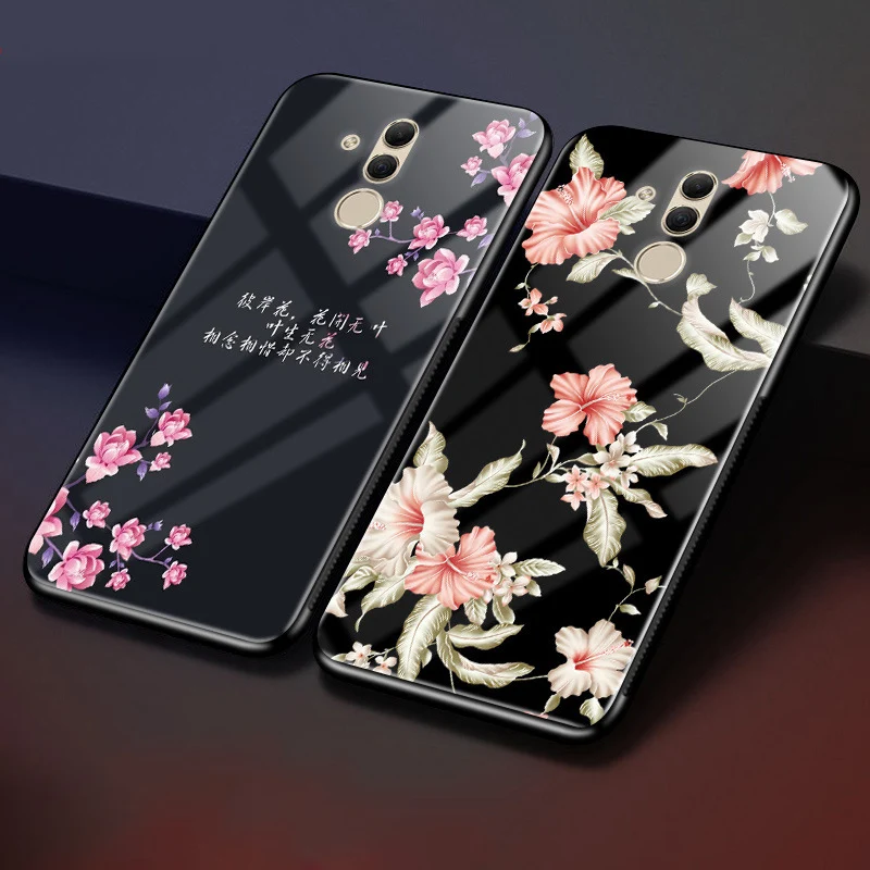 Для huawei mate 20 lite чехол Чехол из закаленного стекла для телефона черный ТПУ бампер чехол для huawei mate 20 lite стеклянная крышка mate 20 lite