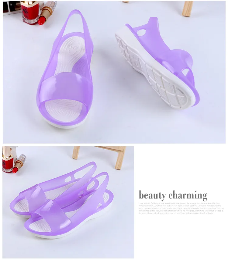 POLALI Women Sandals Colorful Women Shoes Peep Toe Stappy Beach Rainbow Croc Jelly Shoes Woman Summer shoes ST236