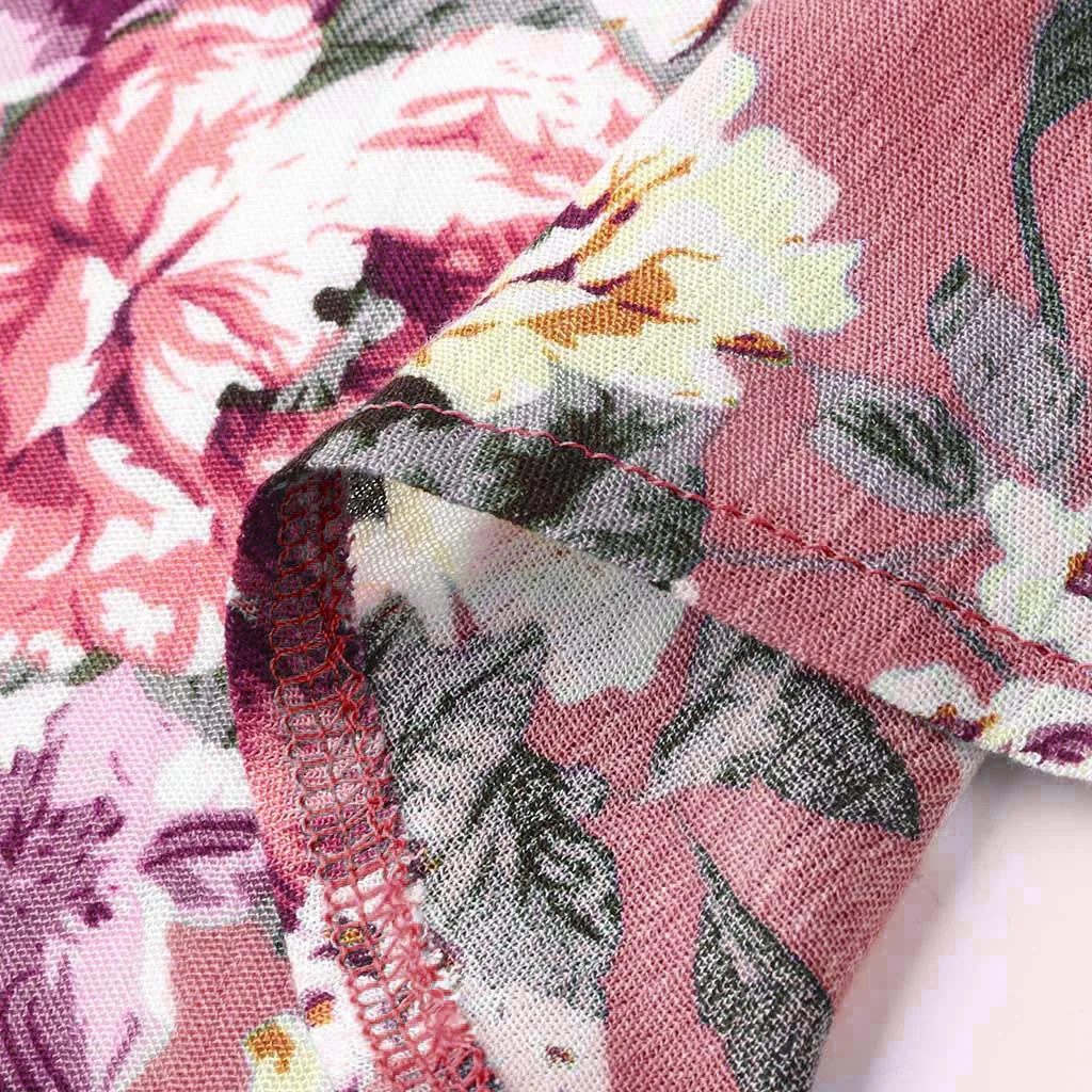 TELOTUNY Ladies Dress Women Summer V Neck Short Sleeve Floral Print Beach Party Wedding Long Dress Women Dress Fashion Hot Jan22