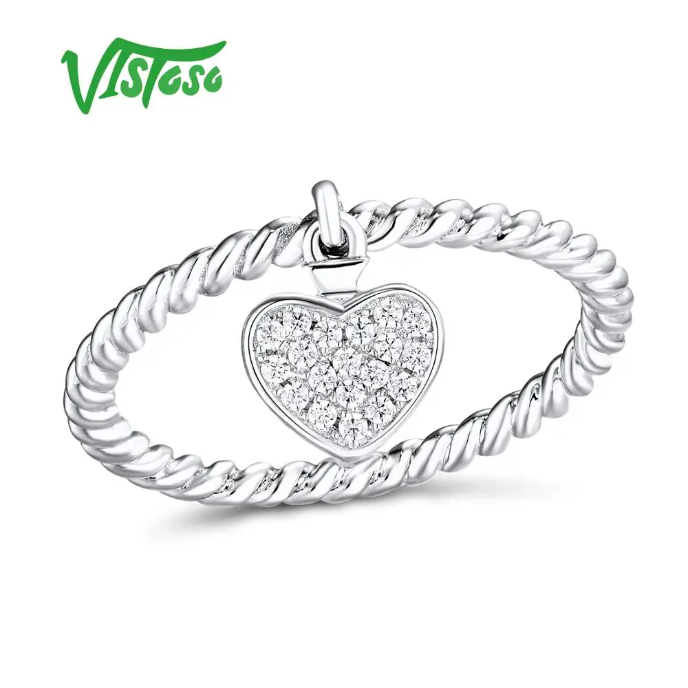 VISTOSO Серебряное кольцо для Для женщин 925 пробы серебро сердце женщины кольца