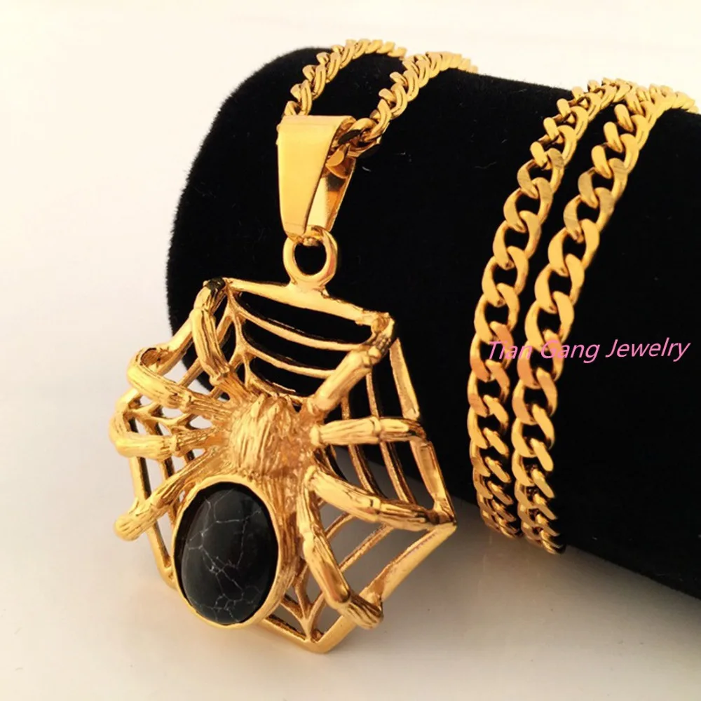 Модные мужские маленькие счастливые ожерелье с пауком в серебряном цвете из