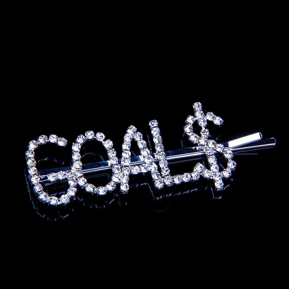 GOALS StonFans 1 шт., заколки для волос с блестящими буквами, головной убор для девочек, женщин, BOSS, танцевальные заколки невидимки для волос, заколка, инструменты, аксессуары для волос с буквами - Окраска металла: GOALS