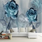 Современные акварельные ярко-синие Настенные обои Enchantress с красивыми цветами для гостиной, фона под телевизор, водонепроницаемая ткань для стен