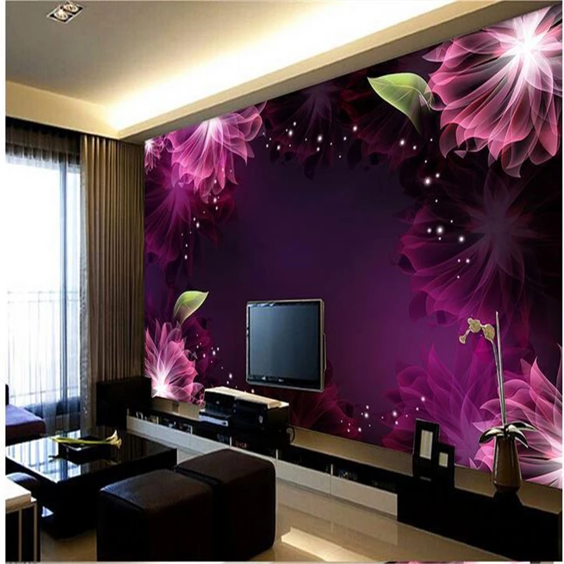 Фотообои с изображением фиолетовых цветов для гостиной спальни | Строительство и