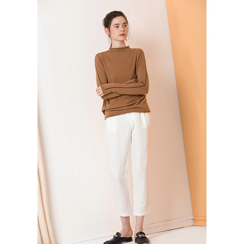Women Pullovers 100%Wool Turtleneck Sweater 2018 FALL Winter Wool For Khaki Knitwear | Женская одежда