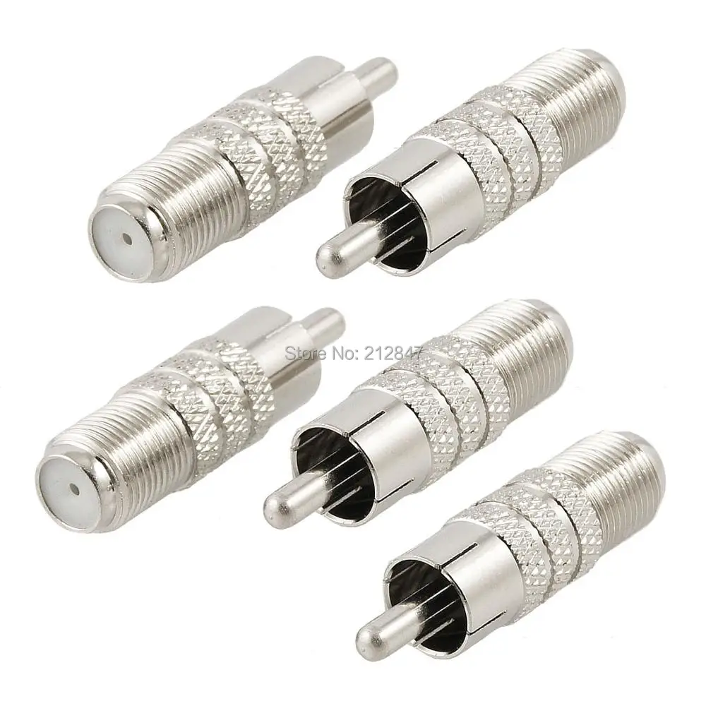 

5 Pcs F Type Female Jack to RCA Male Straight Adapter Connector
