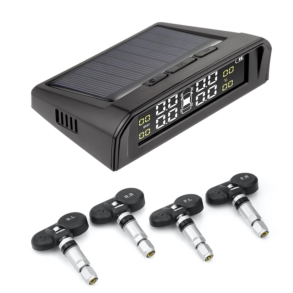 1 шт. датчик давления в шинах, система мониторинга, внутренний Tpms автомобильный Предупреждение о температуре, зарядка от солнечной энергии