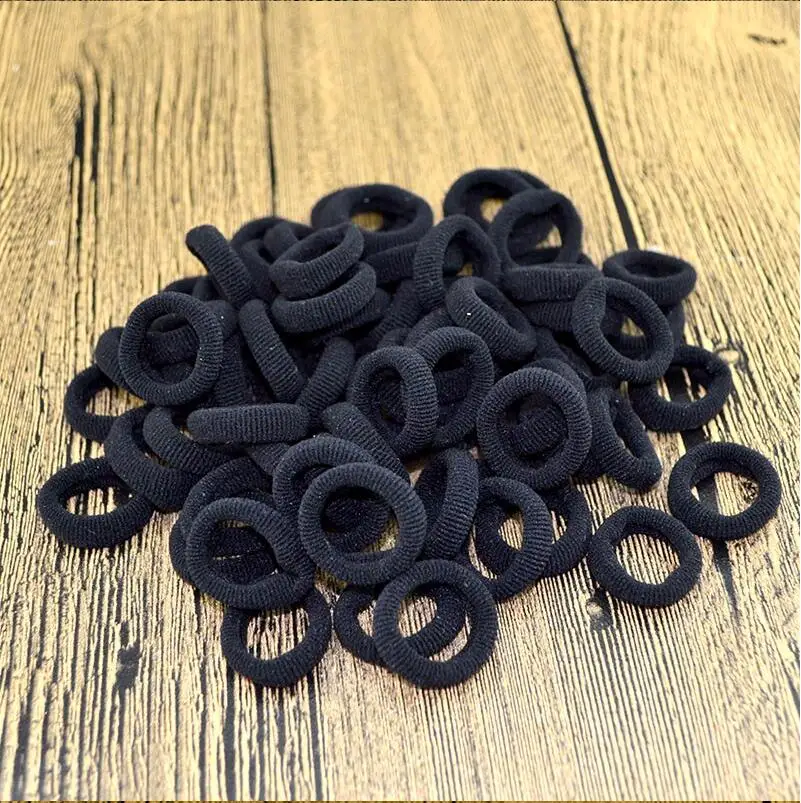 black 50 шт. милые детские держатели для хвоста, черно-белые Цветные Бесшовные резинки, резинки для волос для девочек, аксессуары для волос - Цвет: black
