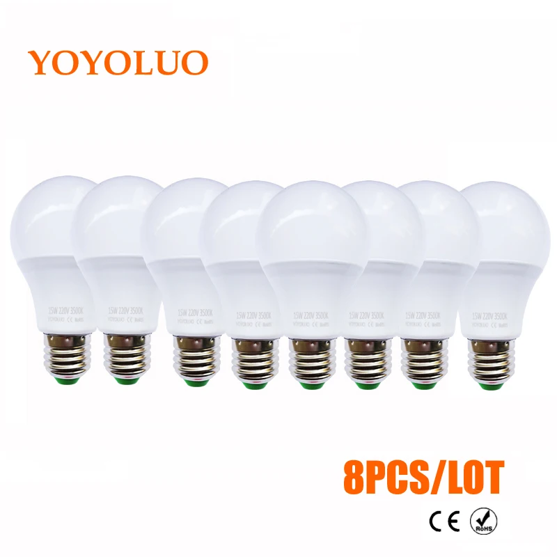Светодиодная лампа [YOYOLUO] 8 шт./лот E27 3 Вт 5 7 9 12 15 ac110в 220 В 230 в холодный белый/теплый