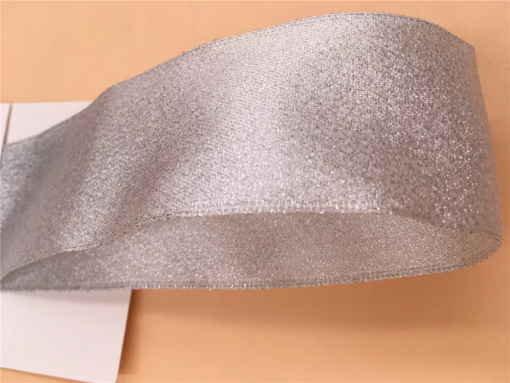 N1105 38mm X 25yards Wired Metallic Silver Ribbon.gift Bow wedding cake Wrap tree Decoration wreath | Дом и сад