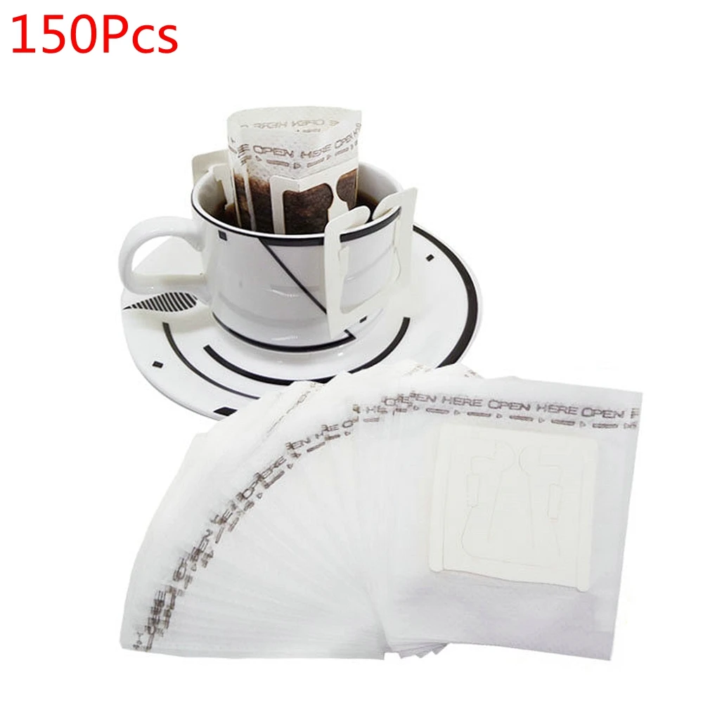 

150 Pcs Portable Drip Coffee Powder Filter Paper Hanging Ear Drip Bag Filters