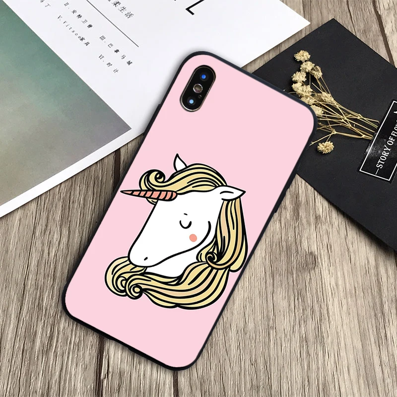 Мягкий силиконовый чехол с радужным единорогом для iPhone 6 6plus 7 8plus 5 5S 5C SE X XS XR