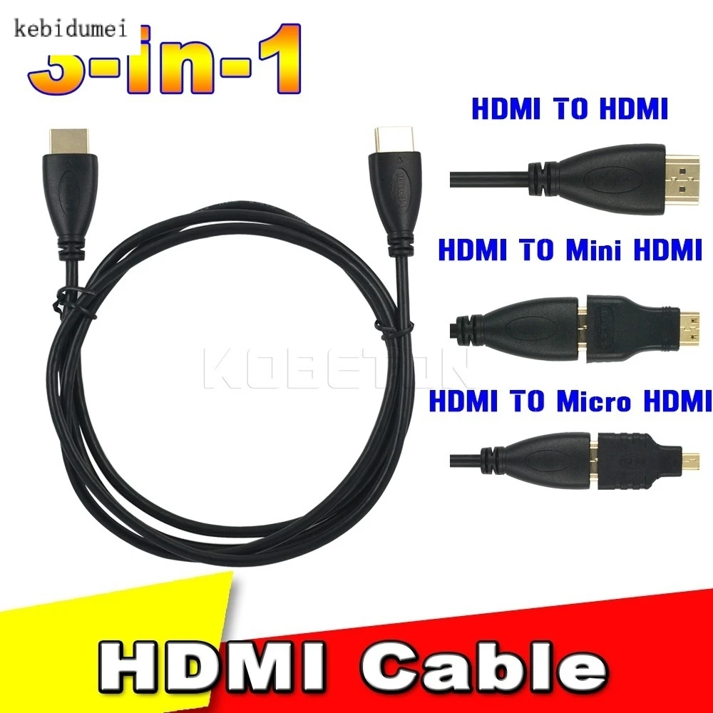 Full HD с высоким Скорость 3 в 1 совместимому HDMI TO Mini/Micro кабель для Xbox 360 HDTV V1.4 золотой