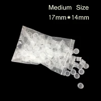 100pcs medium size disposable tattoo ink cups plastic clear eyebrow makeup pigment container caps holder tattoo accessories
