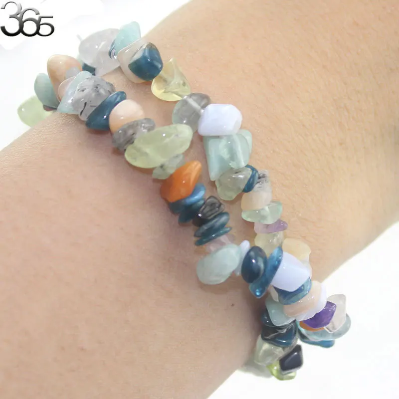 Free Shipping Beautiful Jewelry Wh Natural Genuine Stone Gems Freeform Chip Bead Stretchy Bracelet 7.5&quot | Украшения и