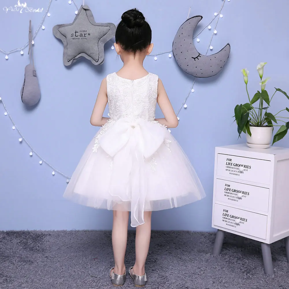 TF006 платье для девушек без рукавов с круглым вырезом и бантом на спине розовыми