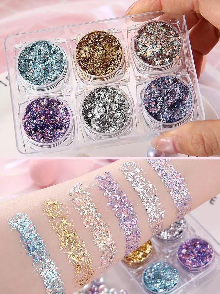 1 Набор гель с блестками тени для век макияж лицо наклейки мигающая пудра без клея