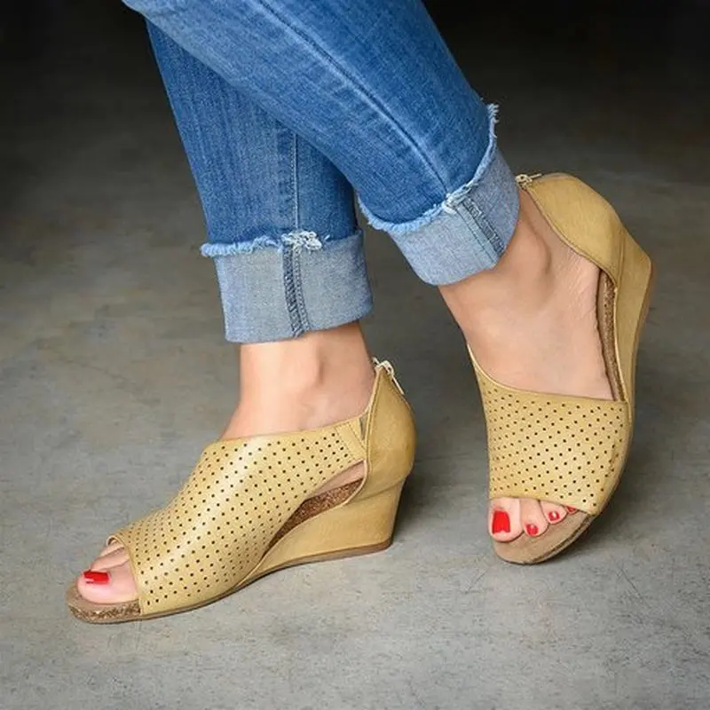 Sandalias mujer/женские летние пляжные сандалии мягкие туфли на высокой танкетке с