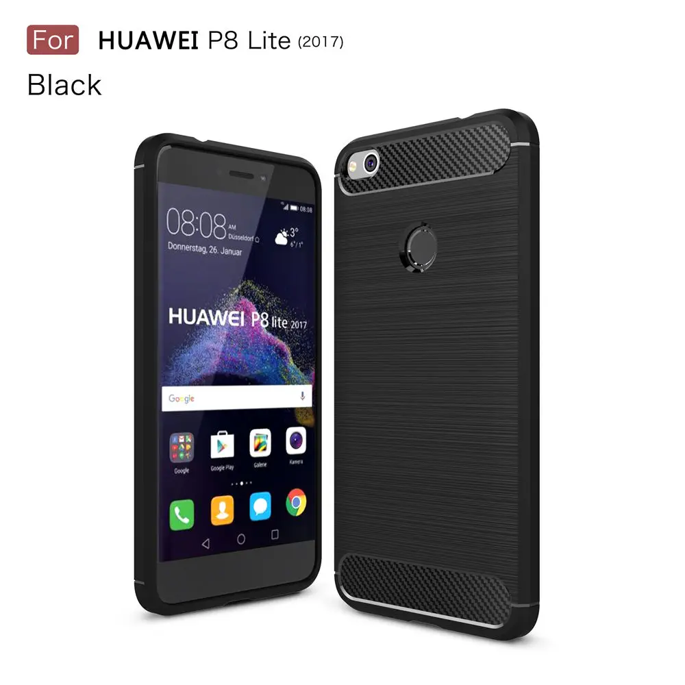 Soft TPU Carbon Fiber Case for Huawei P8 Lite P9 Plus P10 Brushed Texture Back Cover HW 2017 | Мобильные телефоны и