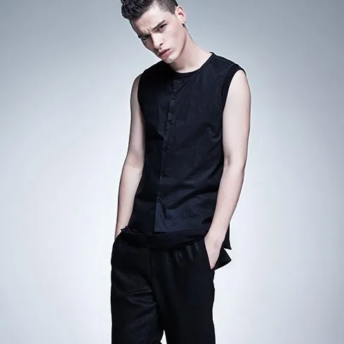 Простой льняной жилет без рукавов костюмы для мужчин повседневный Homme мужской