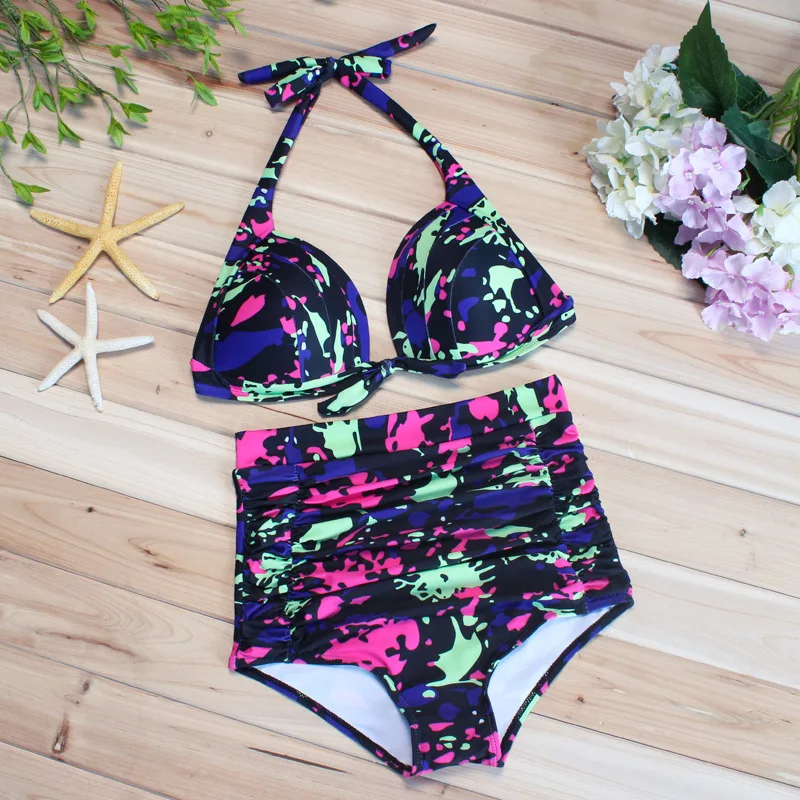 Женский купальник пуш-ап бразильский с высокой талией купальный костюм большого