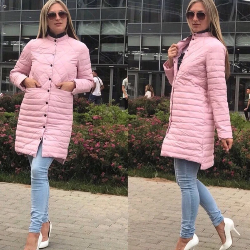 Casual Autumn Winter Jacket Coat 2018 Thin Cotton Padded Women Round Collar Single Breast Parka Solid Color Outwear | Женская одежда