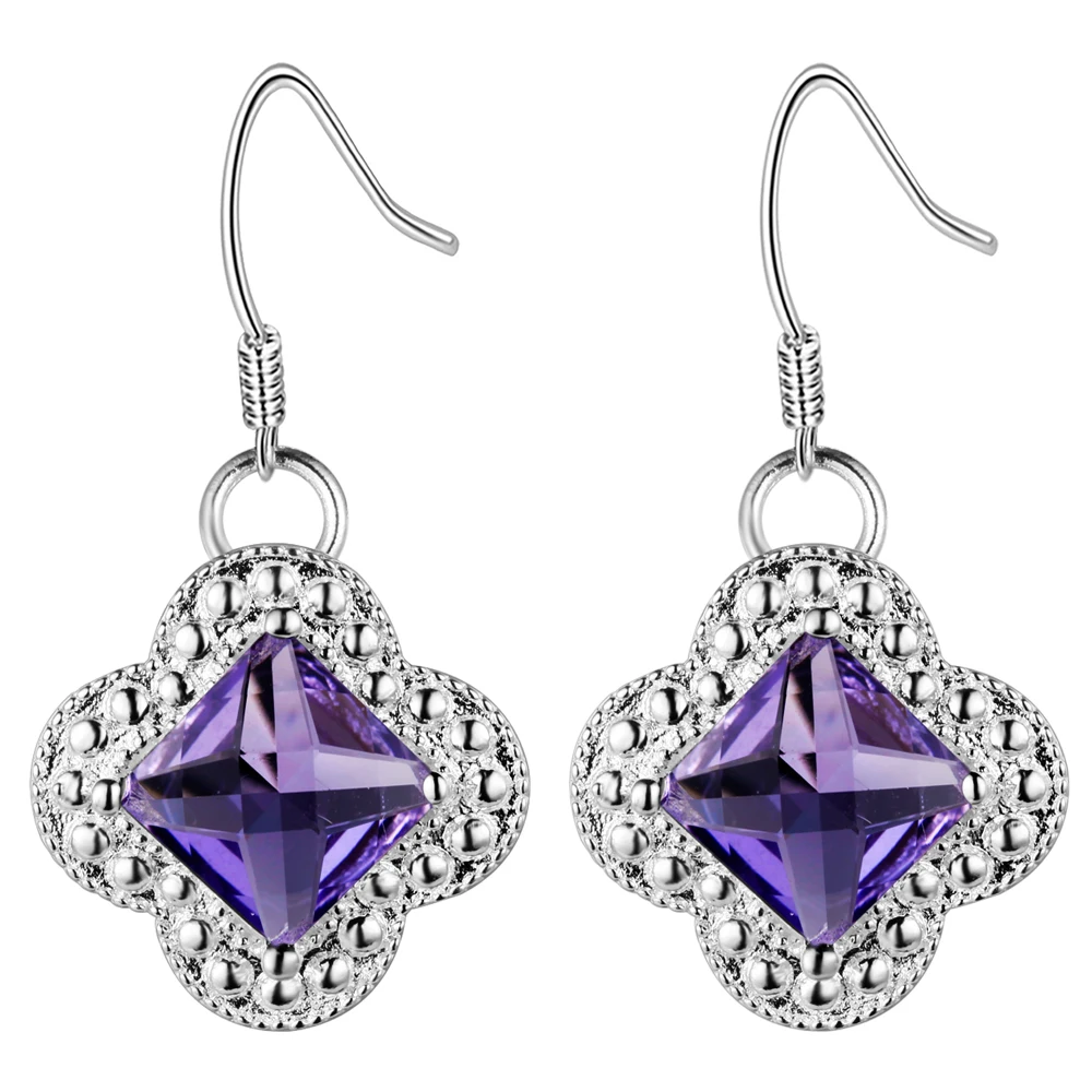 Посеребренные модные сережки в форме черного клевера оптовая продажа женских