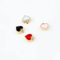 10pcslot fashion small heart shape charms 98mm gold tone oil drop diy bracelet floating charms