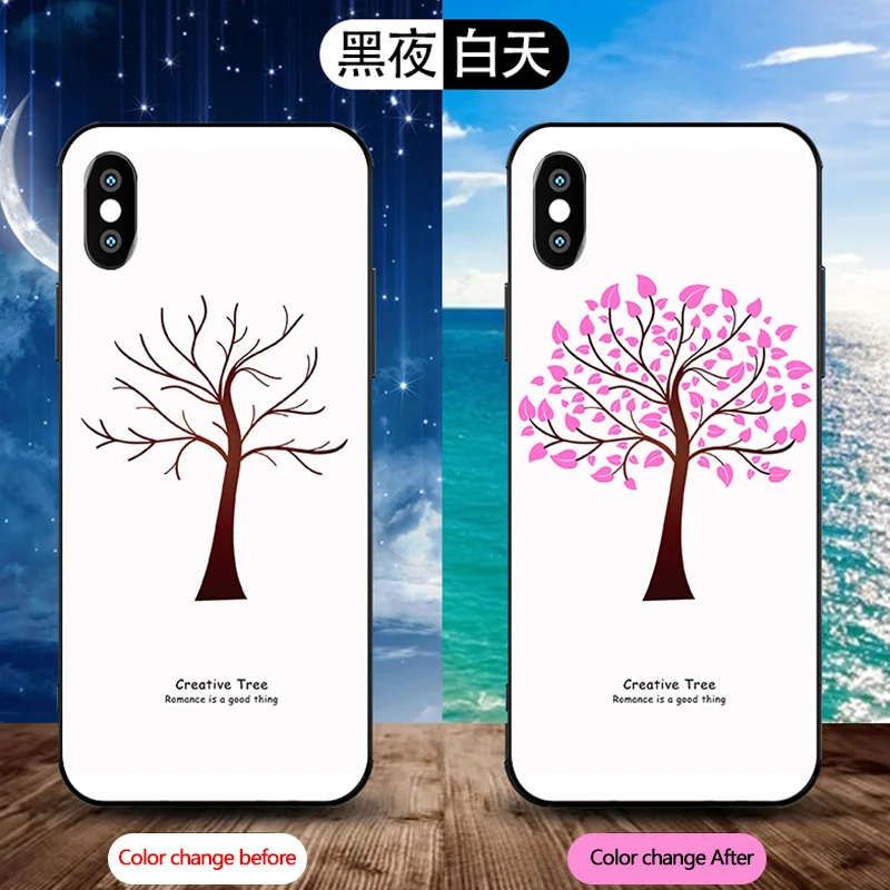 Чехол для iphone XS MAX XR X с изображением цветущего ультрафиолетового изменения цвета