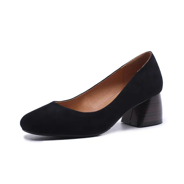 SOPHITINA Shallow Women's Pumps High Quality Kid Suede Med Square Toe Slip-on Shoes Hot Sale Concise Comfortable New Pumps SO108 - Цвет: black