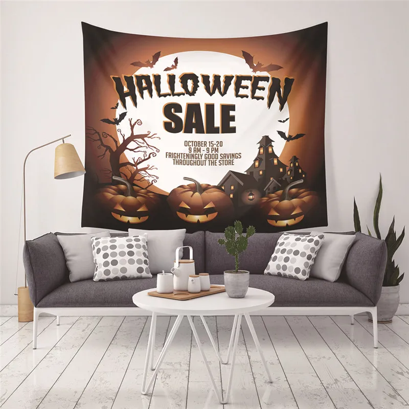 Trick Of Halloween Party Tapestry Wall Hanging For Home Decor Castle Bat Pumpkin Printed Carpet Holiday Gifts | Дом и сад