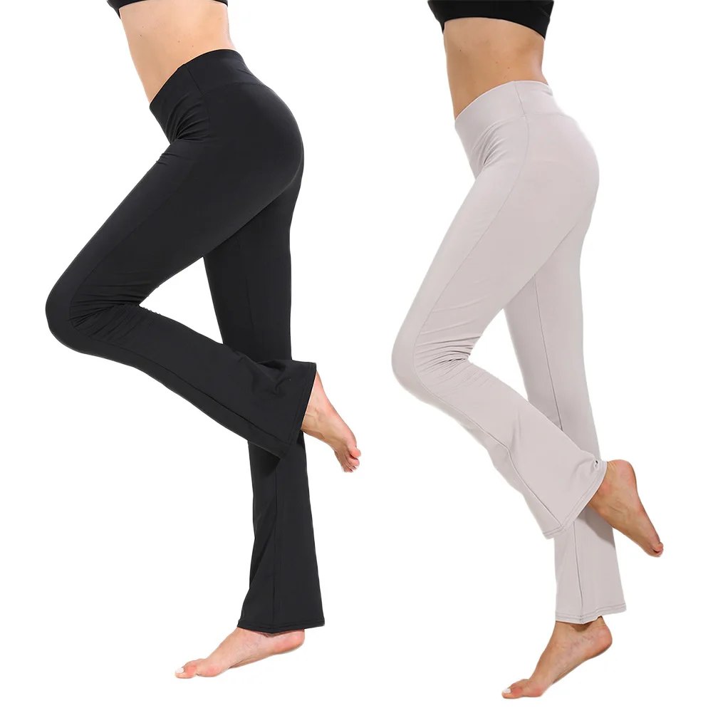Высокая Для Женщин Йога Штаны расклешенные с широкими штанинами Бодибилдинг