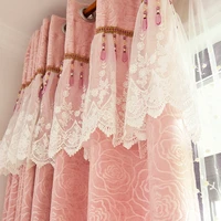 custom made luxury princess beauty curtain for girls bedroom lace sheer tulle princess ins curtain living room window curtains