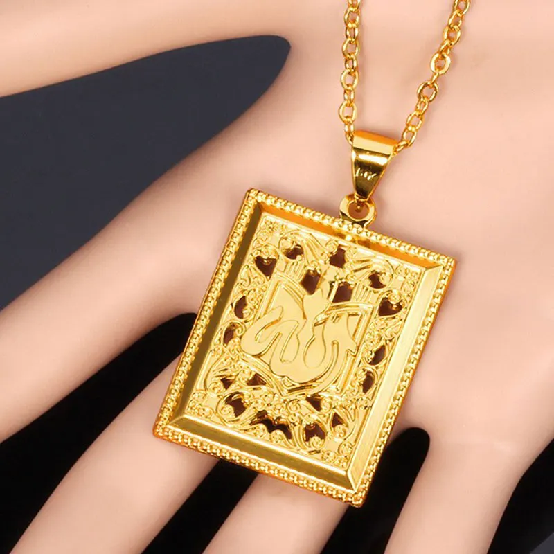 Ожерелье чокер золотого цвета мужские ювелирные изделия кулон исламского Аллаха