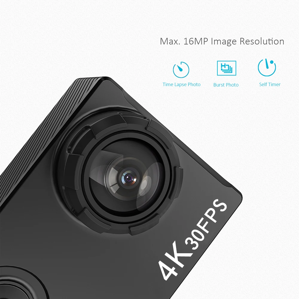 4K Ультра HD WiFi Спортивная Экшн-камера 16MP 166 ° широкоугольный ЖК-экран 60 метров