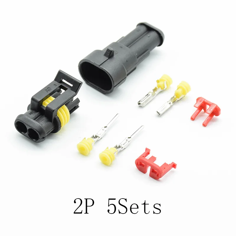 

5sets Kit 2pins Way AMP Super seal Waterproof Electrical Wire Connector Plug for car waterproof connector