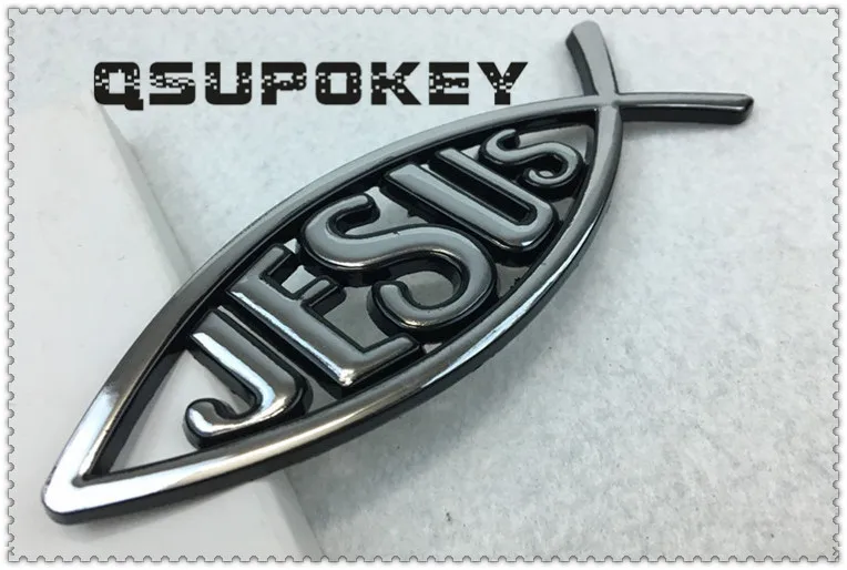QSUPOKEY Jesus fish 3D car sticker chrome badge shape decoration waterproof applique Christian decal | Автомобили и мотоциклы