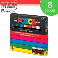 8 pcslot uni posca pc 5m paint marker fine tip 1 8mm 2 5mm posca series pop poster water based advertising pen