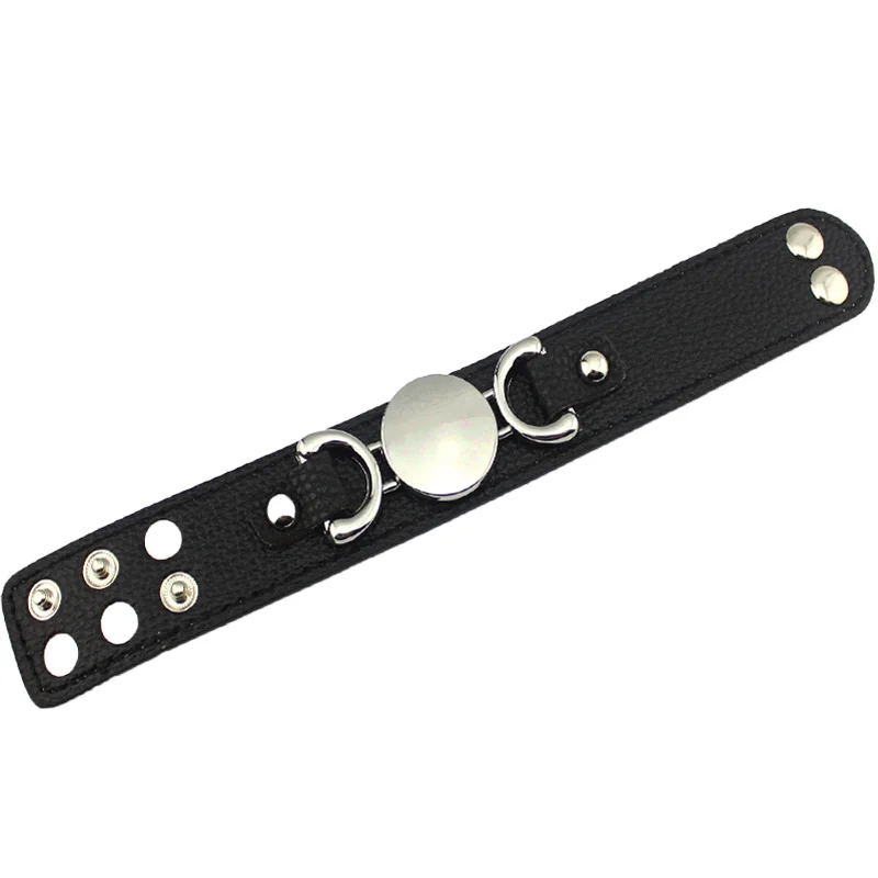 B1596 Silver Black Модный персонализированный женский браслет из искусственной кожи, очаровательные браслеты, Золотой пустой браслет с монограммой, Женские Ювелирные изделия, опт - Окраска металла: B1596 Silver Black