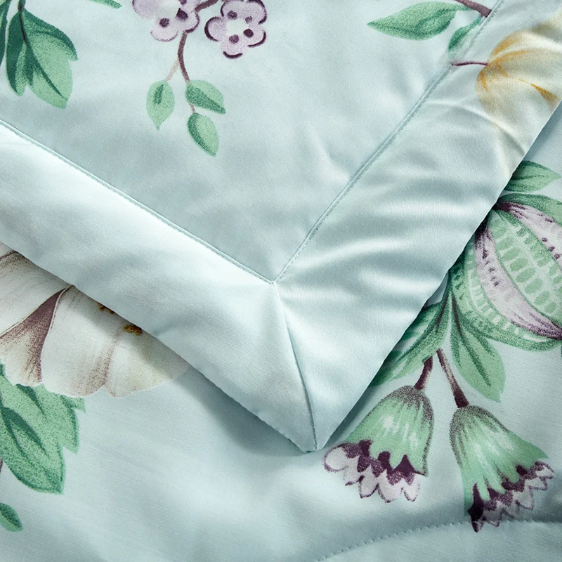 Роскошное синее однотонное летнее одеяло для взрослых прохладное полиэстер кожи