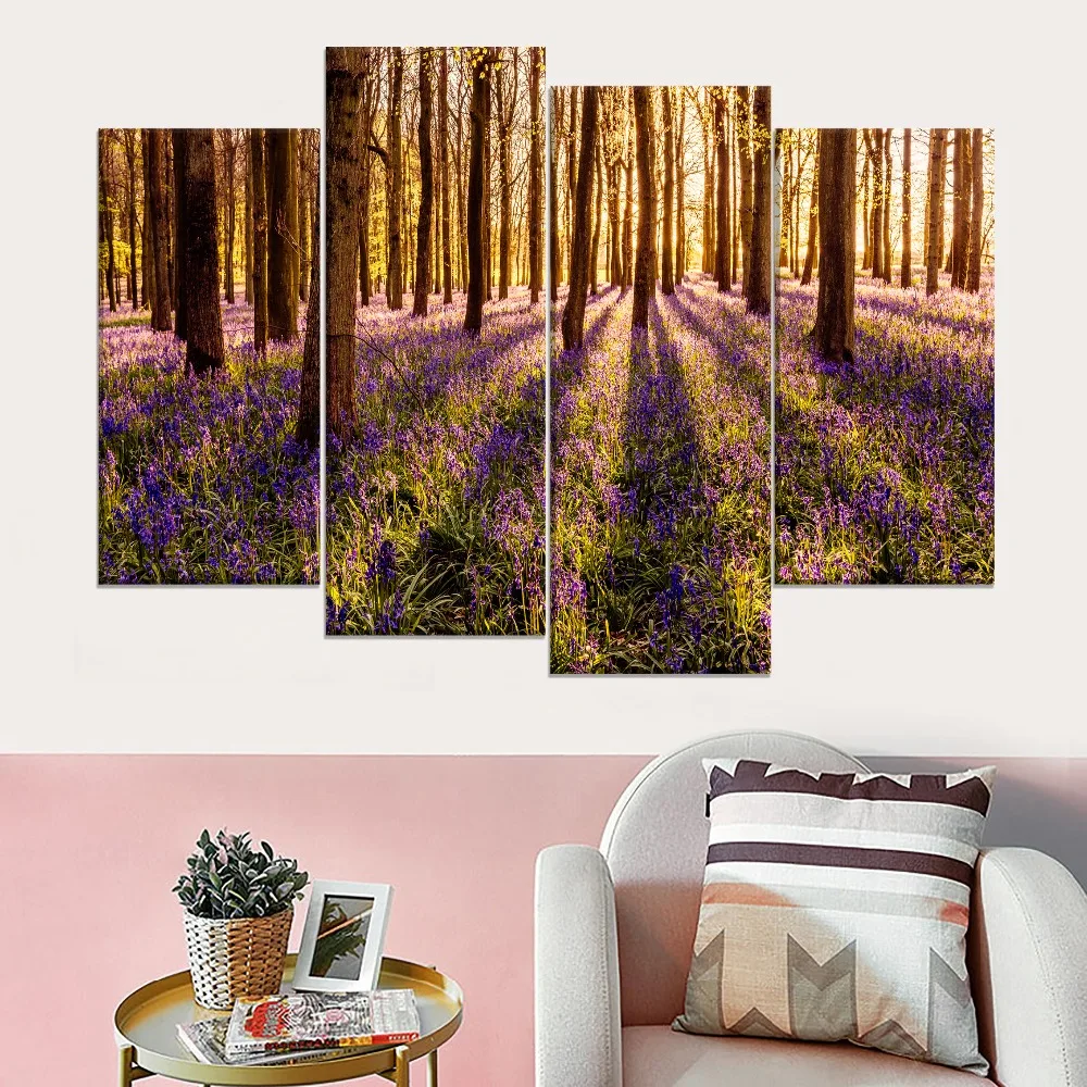 5 шт. модульный постер для гостиной кухни весеннего леса заката дерева