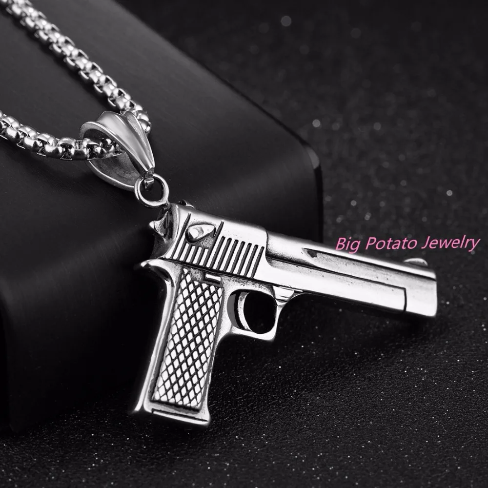 Мужские спортивные кулоны с пистолетом Desert Eagle в стиле панк золотого серебряного