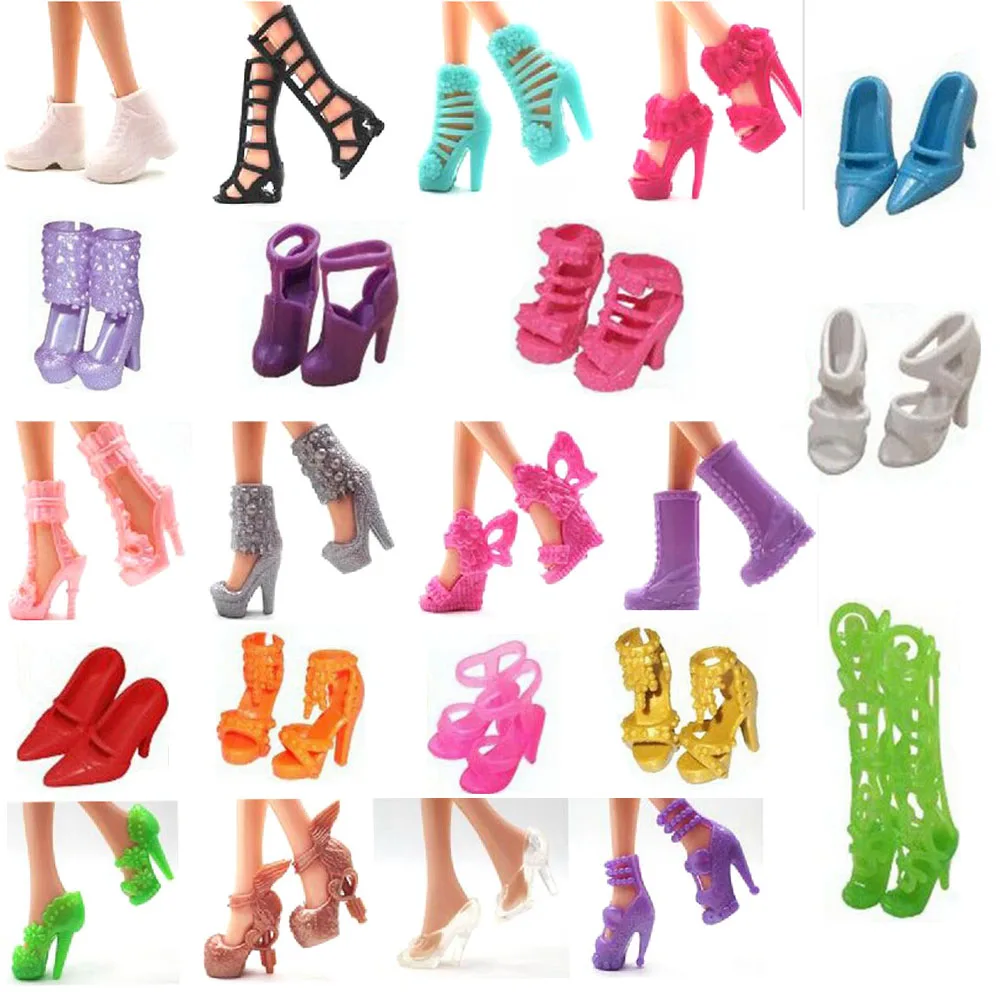 

NK 22 Pairs/Set Doll Shoes Fashion Cute Colorful Assorted shoes for Barbie Doll with Different styles High Quality Baby Toy DZ