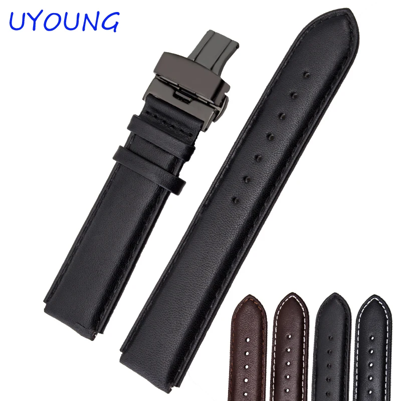

High Quality Genuine Leather Watchband 22*18mm White Line Strap For HUAWEI Smart watch