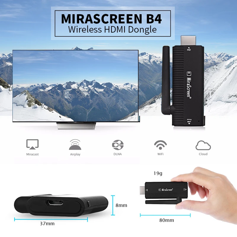 MiraScreen B4 беспроводной ТВ накопитель HDMI ключ 1080P HD приёмник DLNA Airplay дисплей miracast WIFI